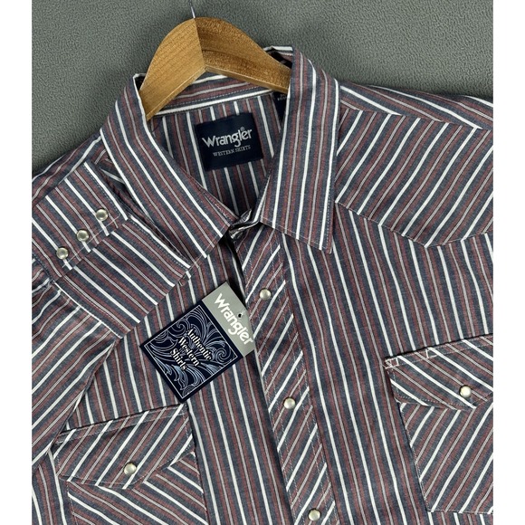 Wrangler Other - Wrangler Pearl Snap Shirt Mens 3X Big Red Blue Southwestern Navajo Cowboy New